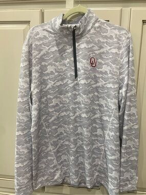 Cutter & Buck OU Oklahoma Traverse Stretch Eco Camo Print Quarter Zip